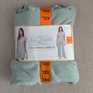 New Live2Lounge Women’s‎ 4-piece Pointelle Pajama Sleepwear Lounge Set XXL